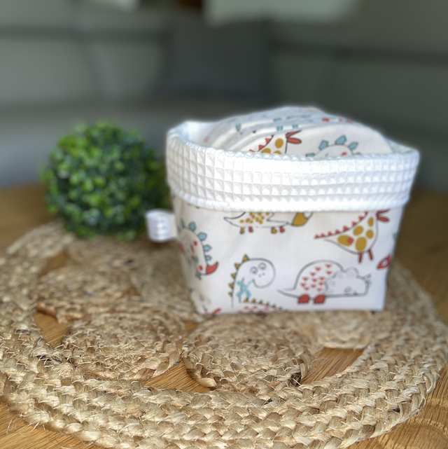 Panier  + Lingettes lavables (lot de 7) DINOSAURE