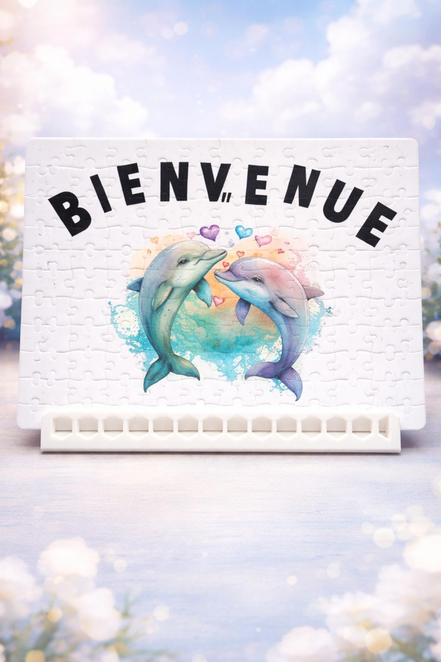 Plaque décorative puzzle “Bienvenue