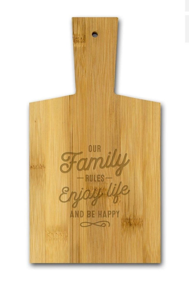 Borrelplank our Family rules enjoy life and be happy