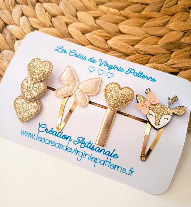 Barette fait main, accessoire cheveux, pince doré pailletée " Collection Printemps"   