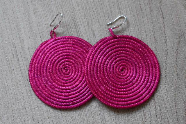 Boucles d'oreilles sisal - Fushia