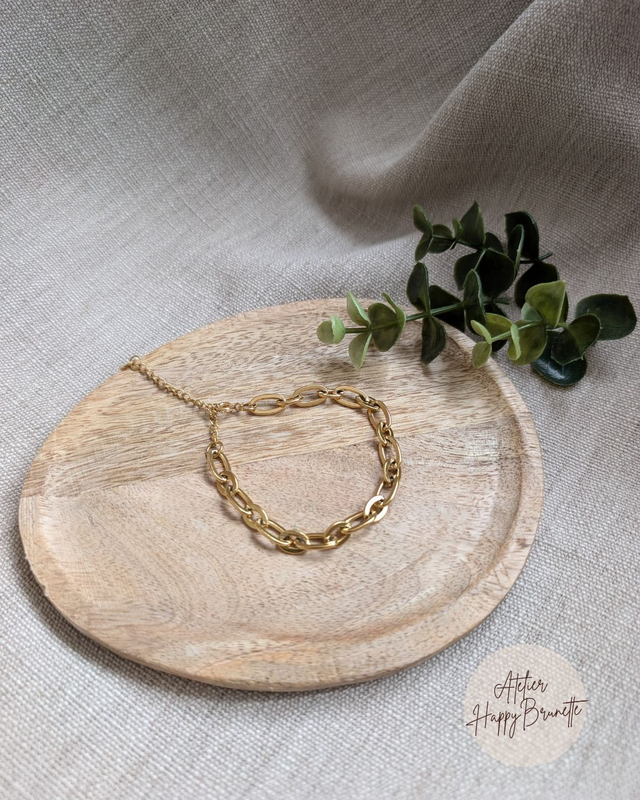 Bracelet Or  - Chaine maille forçat   