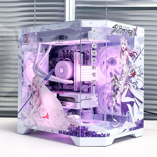 Boîtier PC Gamer Custom Zero Two – MicroATX avec Fenêtre en Verre Trempé | Design Anime Exclusif