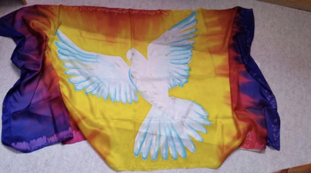 Colombe Feu du Réveil  Actes 2.4 Soie épaisse livrée sans tige 