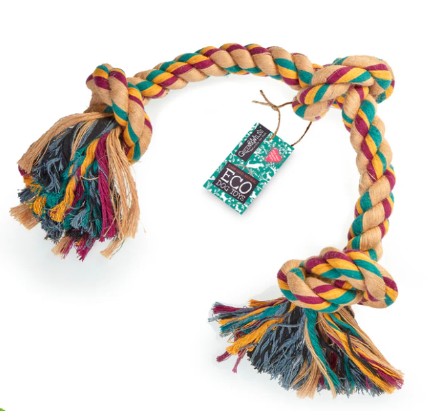 GREEN &amp; WILDS BIG ROPE 3 KNOT ECO DOG TOY