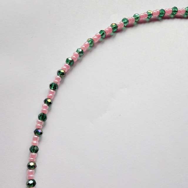 ESMERALDA - Pink & Emerald Green Beaded Toggle Necklace