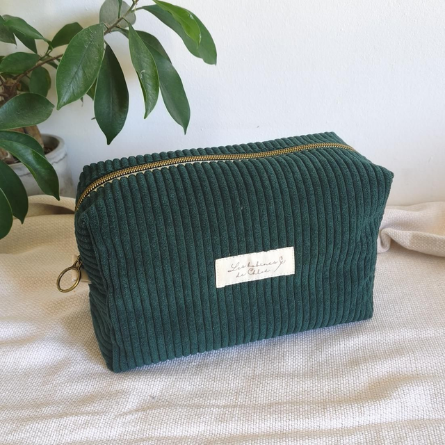 Trousse rectangle taille M en velours côtelé - Tissus au choix