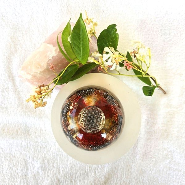 Orgonite dôme symbole fleur de vie 9cm
