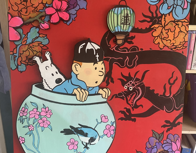 Tableau Pop Art Tintin Asiatique – Art Street Rouge Dragon &amp; Lanterne Chinoise | k_azyy
