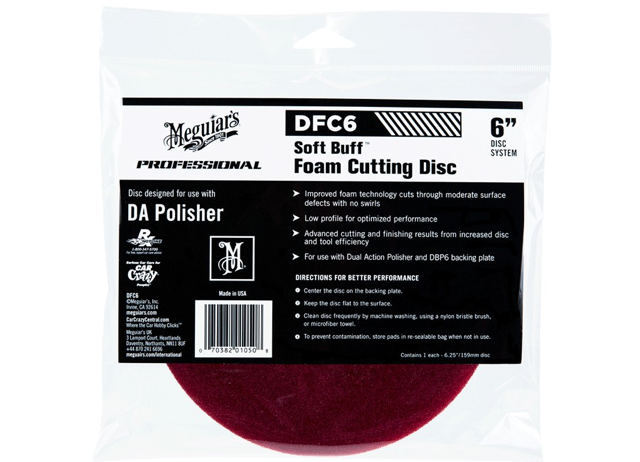 ✨Leštění laku Meguiar's Soft Buff Foam Cutting Disc 6" DFC6 - korekční kotouč pro DA leštičku (tvrdý), 6palcový