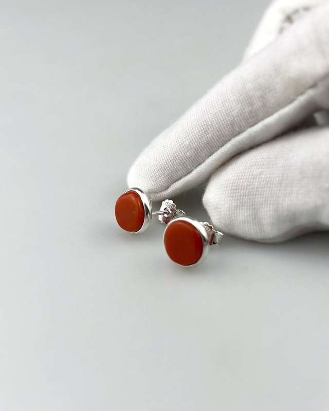 Orecchini a lobo Corallo Rosso Minimal