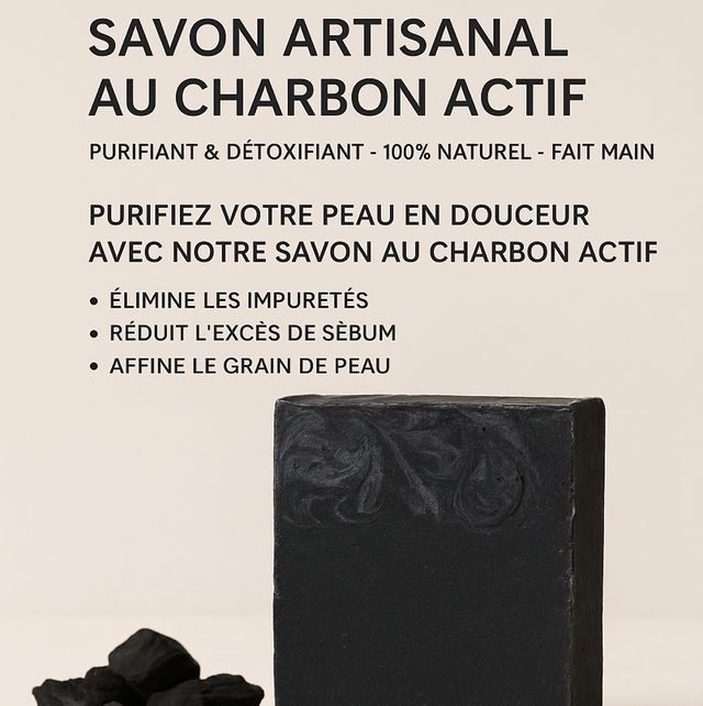 Savon au Charbon Actif – Purifiant &amp; Détoxifiant | 225g 