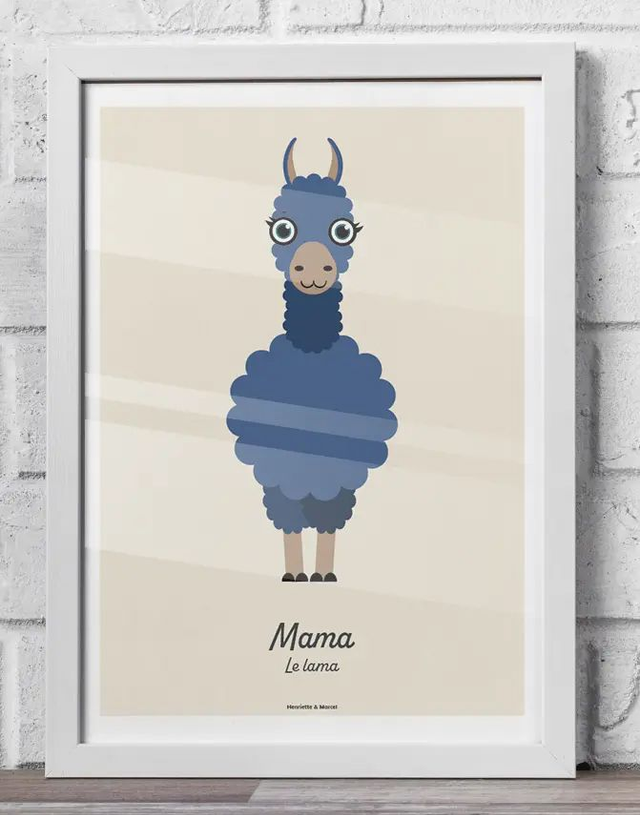 13 - Carte postale enfant lama bleu