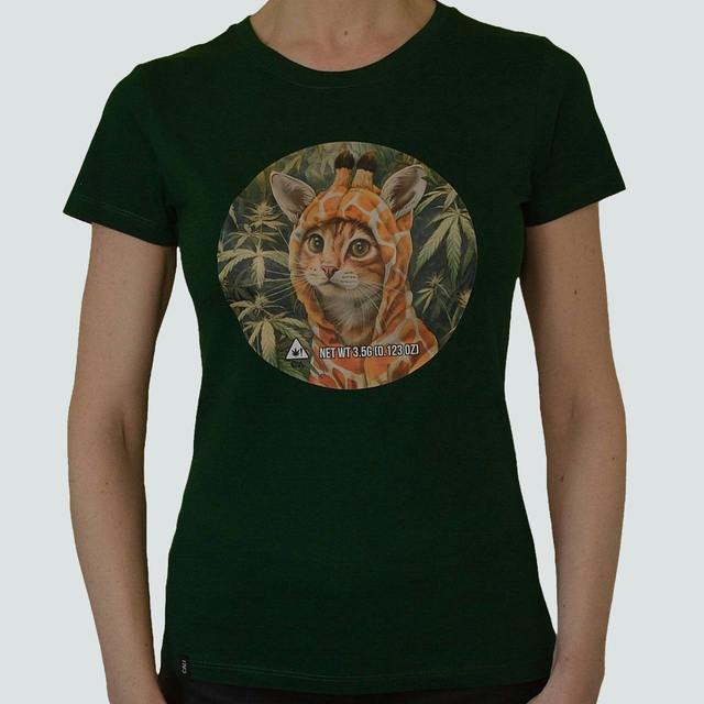 Women&#039;s Giraffe Pussy T-Shirt Bottle Green