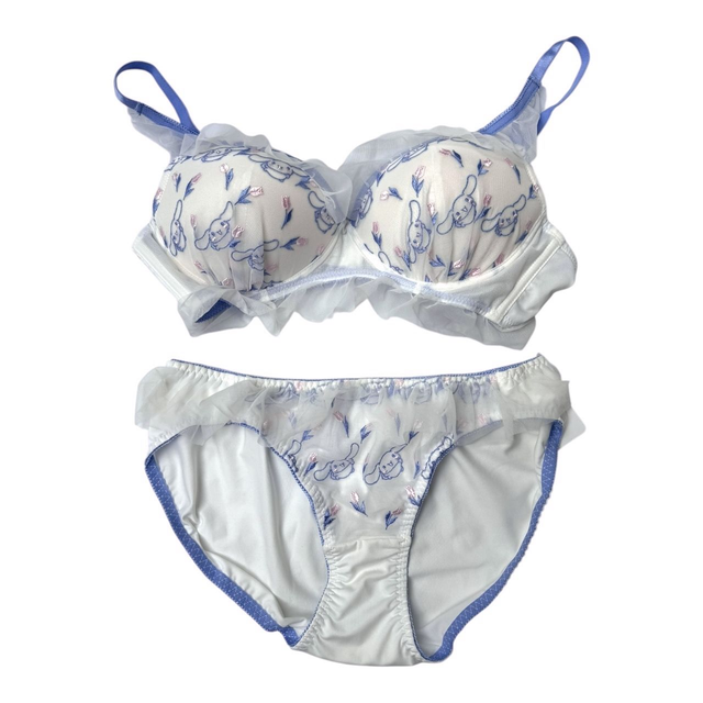 Cinnamoroll blue tulle embroidered bra and underwear set 