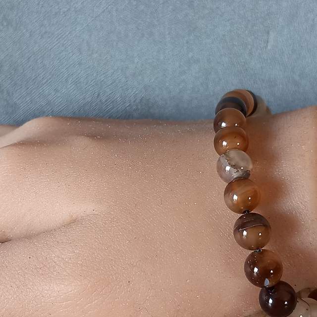 Bracelet ajustable en Agate café