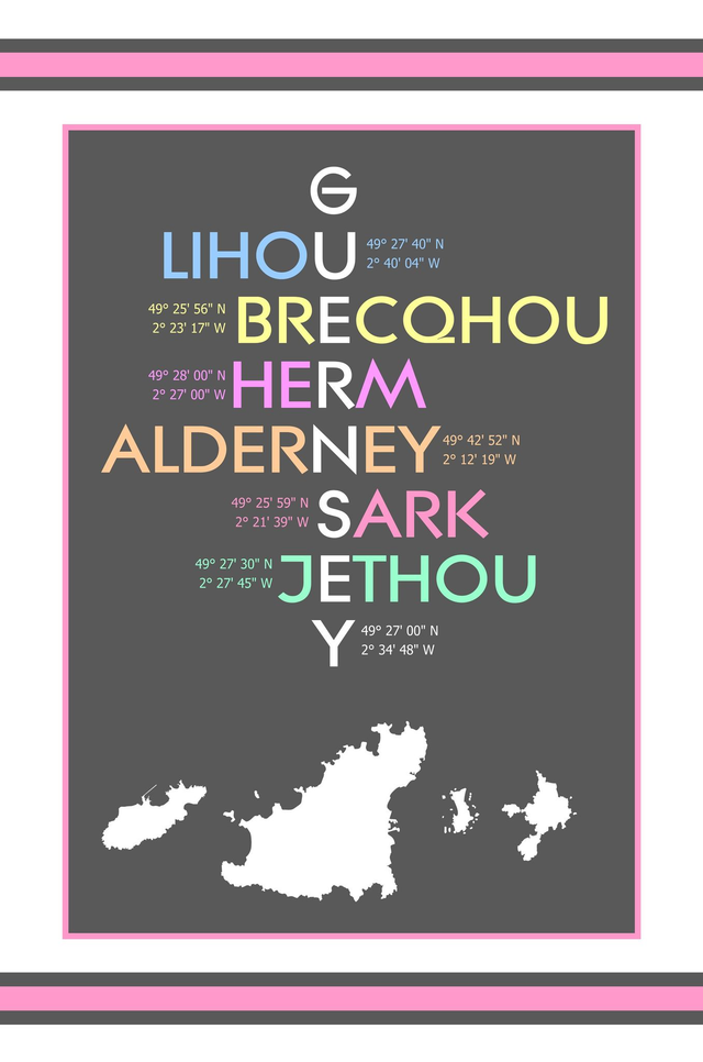 002 TEA TOWEL - BAILIWICK ISLANDS GREY