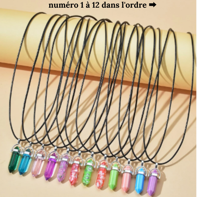 Collier à pendentifs en verre de cristal naturel