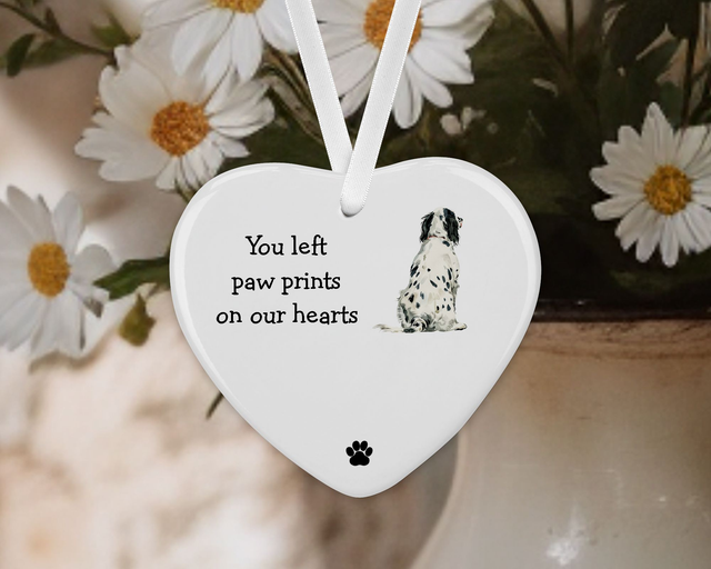 "English Setter"  Personalised Pet Memorial Ceramic Heart 