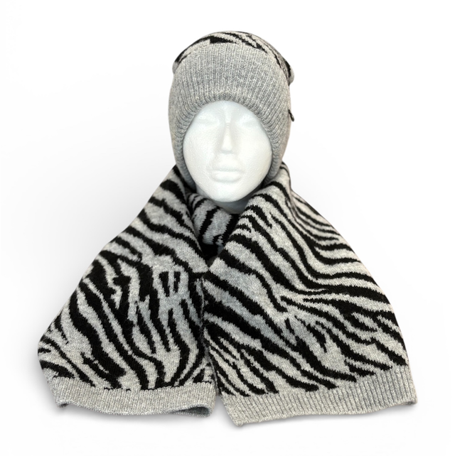 Completo Sciarpa e Cappello Grigio e Nero