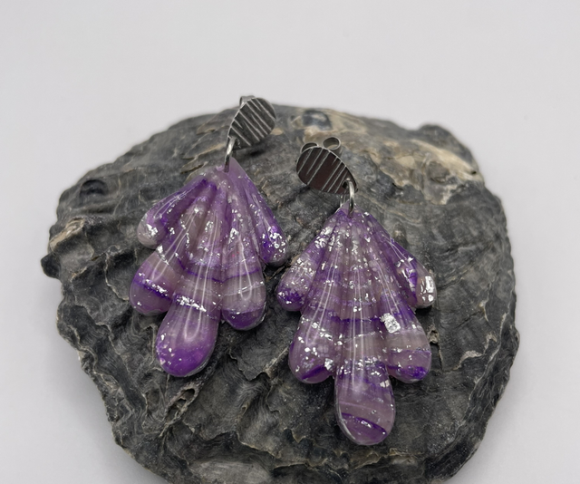 Scalloped fan statement earrings #1