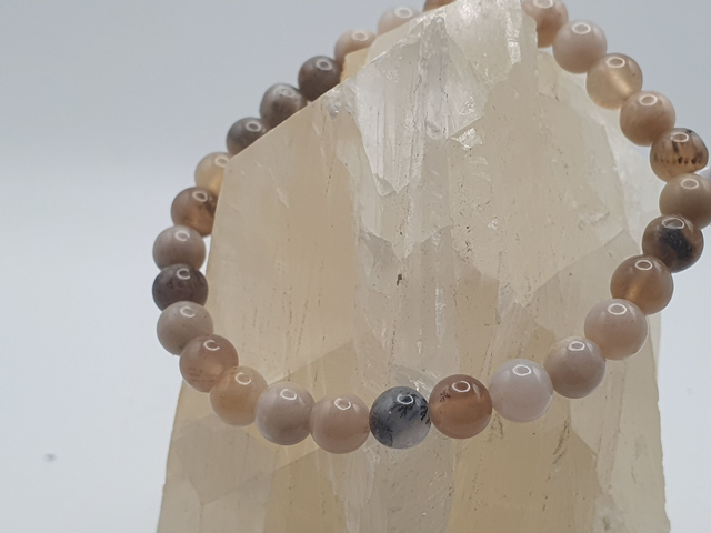 Bracelet Agate Plume 6 mm