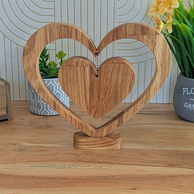 Double coeurs suspendus en chêne
