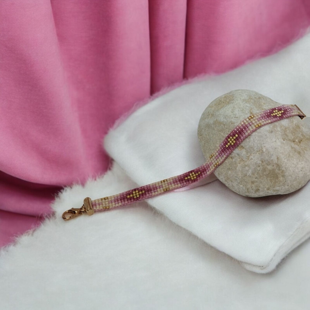 Bracelet rose, blanc et or