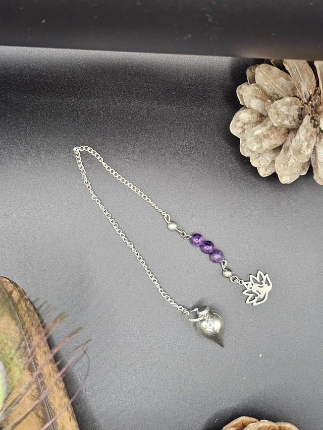 PENDULE goutte amethyste sur chaine
