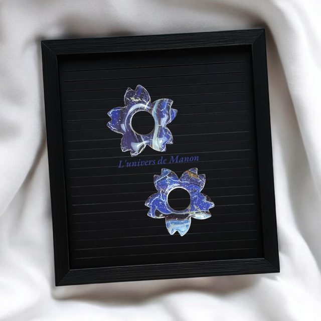 2 Pampilles fleurs marbré (créoles interchangeables) 