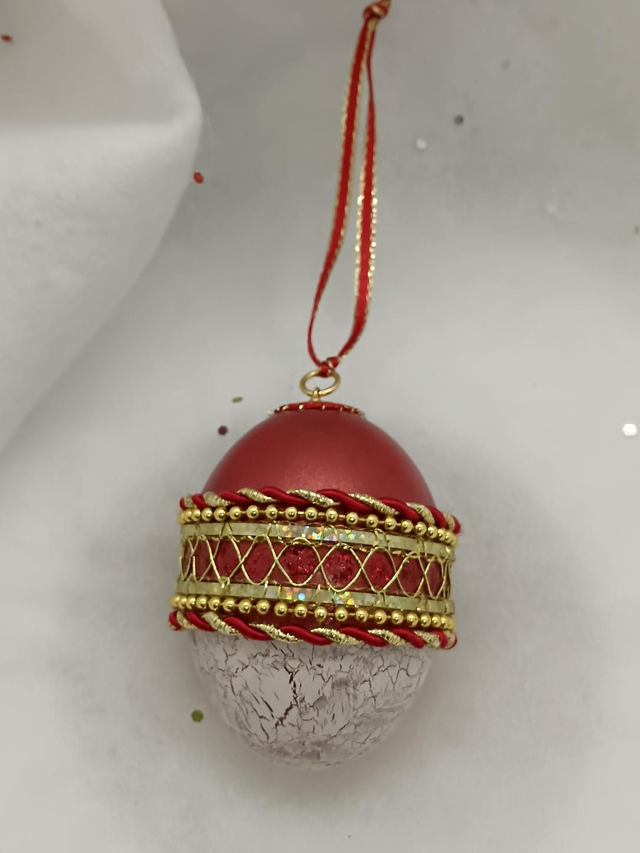 Burgandy and gold duck egg hanging ornament 