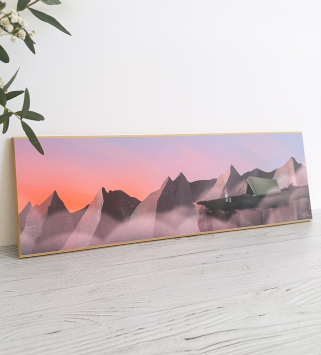 Tableau Bivouac coucher de soleil