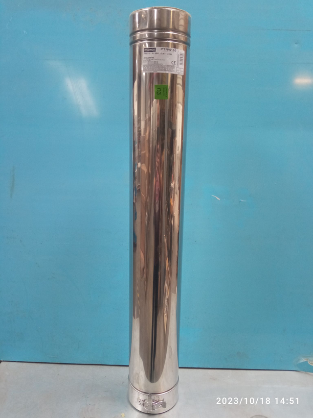 PTR30 - Elément droit avec collier 1000 mm D80 INOX - 2PTIELDR801000 