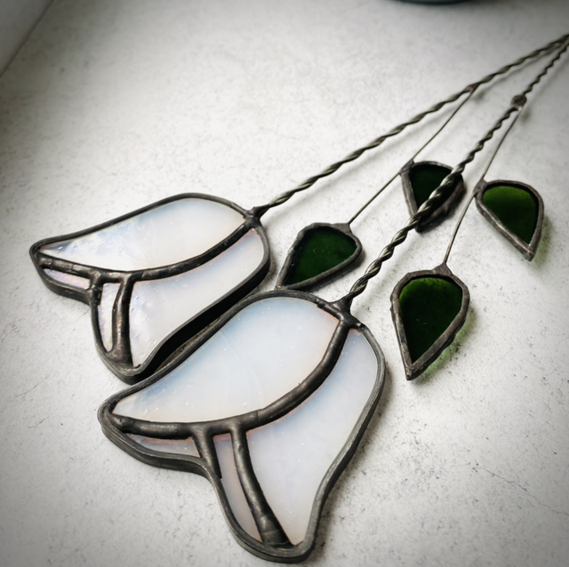 White Rose Glass Faux Flowers