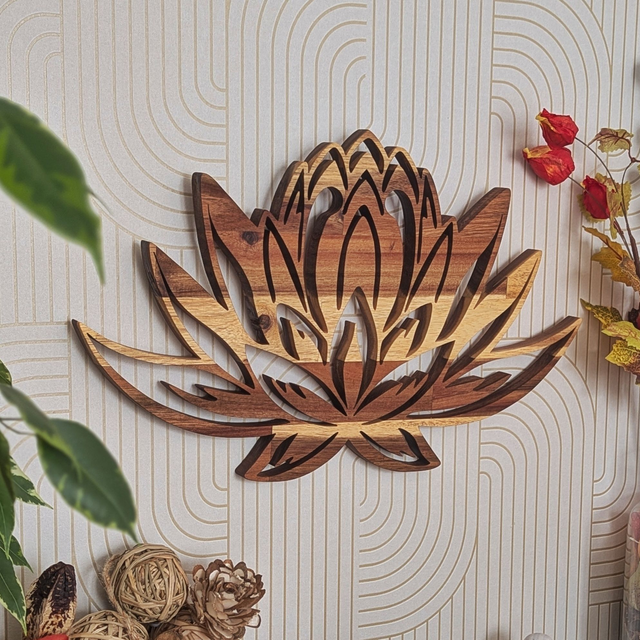 Fleur de lotus XL en acacia