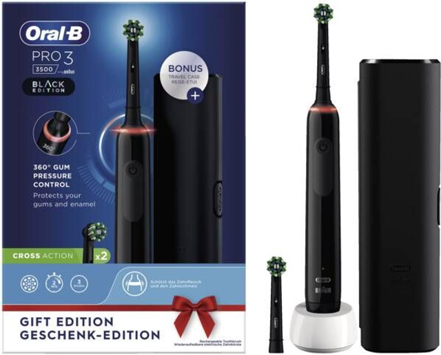 Oral B Pro 3 3500 Black Edition mit Reise-Etui Schwarz