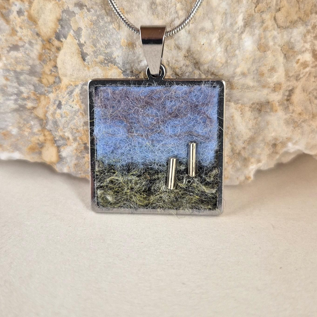 Merino Wool Felt landscape pendant