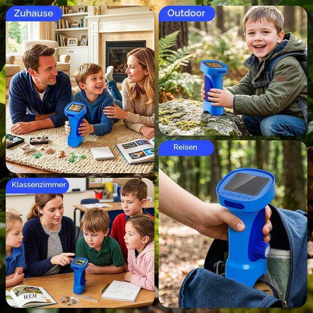 Digitales Kindermikroskop mit Bildschirm – Blau - 1000X Taschenmikroskop
