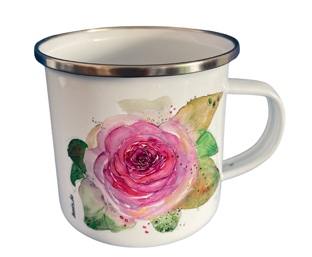 Emailletasse "Rose"
