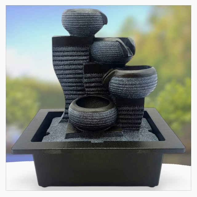 "Cascade design 4 pots" - Fontaine en résine 26 cm 