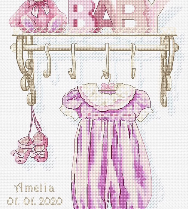 Baby Girl Birth Cross stitch kit by Luca-S