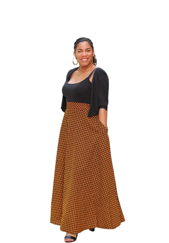  Jupe longue en wax "Écaille"