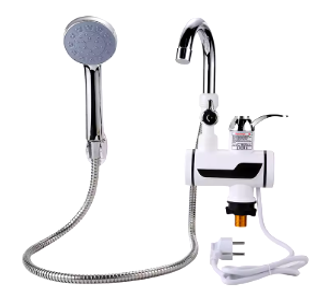 Elektrische kraan met extra douchekop en temperatuur display (3000 Watt)