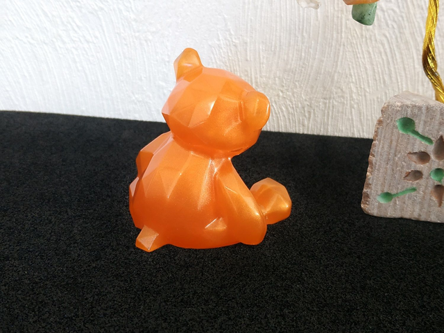 Déco ourson cristal orangé, couleur personnalisable