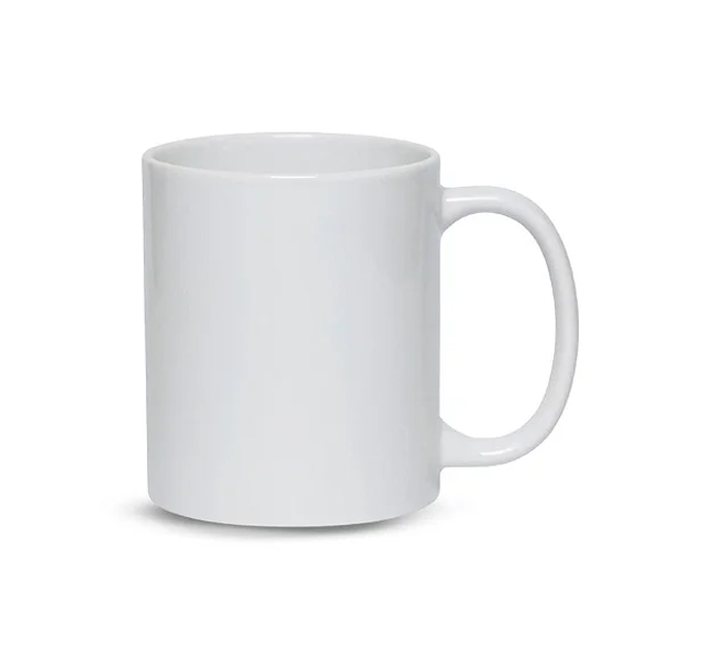 Caneca de Cerâmica Branca Tradicional – 325ml Personalizada com Caixa de MDF