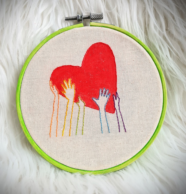 Heart in Hands Hoop Wall Art