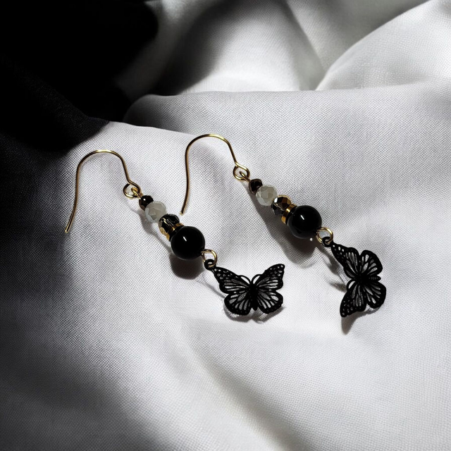 Boucles d'oreilles noir acier inoxydable