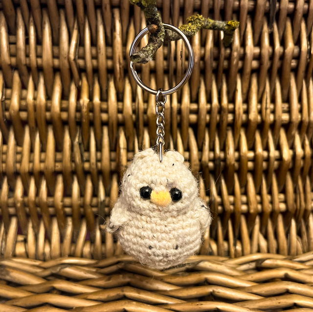 Crochet Owl Keyring  "Speckled Owl"
