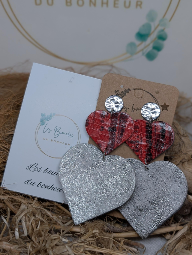 Boucles d&#039;oreilles Marie Laure ml034 gris rouge