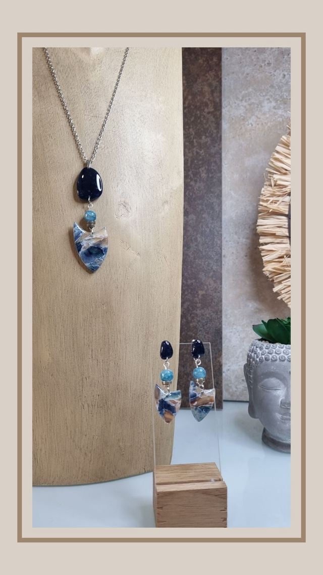 Parure bleu océan goutte 